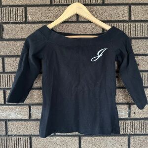 Taunt Vintage 90s Y2K Monogramed J Boatneck 1/4 Sleeve Top